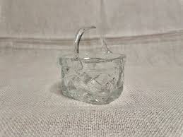 Vintage Glass Nut Basket Frosted Glass Nut Basket Smokey ...