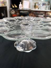 Clear Pedistal Pressed Glass Cake Plate...pretty | eBay