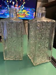 2 Vintage Heavy Cut Crystal Glass Square Cut Liquor Decanters | eBay