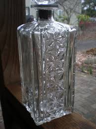 Vintage 11" Diamond Pattern Cut Glass Liquor Decanter with Stopper Square Shape | eBay