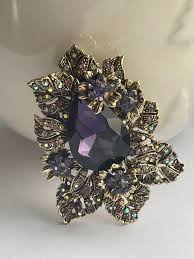 Large Rhinestone Flower Brooch, Flower Brooch, Vintage ...