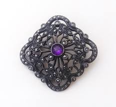 Amethyst Marcasite Sterling Silver Brooch Judith Jack ...