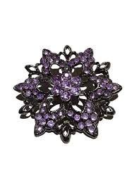 Vintage Purple Pink Faceted Rhinestone Bronze Tone Curvy ...