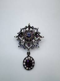 Vintage Beautiful Brooch And Pendant Whit Garnet Rhinestone ...