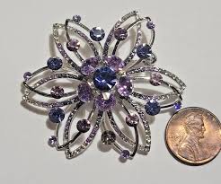 Lavender Lilac Purple Blue Rhinestone Silver Tone Star ...