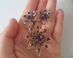 Stunning 1930s Czech Purple Flower Metal Brooch and ...