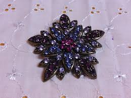 Vintage Purple Rhinestone Floral Brooch. No Maker's Mark ...
