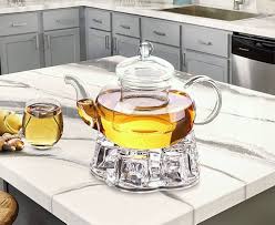 Sun's Tea TM 950ml Ultra Clear Heat Resistant Borosilicate Glass Teapot Infuser for Loose Tea or Display Tea Pure Glass No Metal or Plastic Parts: Buy Online at Best Price in UAE -