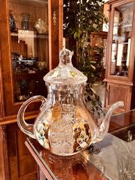 Gold-plated cut crystal tea-set :: Erpet Crystal