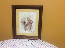 Farmyard Bunny Rabbit Wall Hanging Framed Art 12 1/2”x14” - Etsy