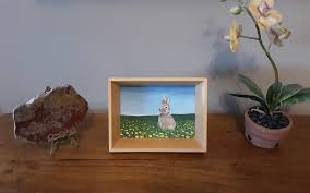 Rabbit Painting/framed 5 X 7/hand Painted Acrylic Bunny Painting on Canvas Board/country Decor/rabbit Lover Gift/mothers Day Gift - Etsy