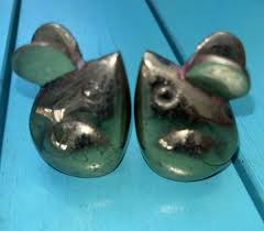 Vintage 2 Solid Brass Mice Figurines Paperweight Sculptures ...