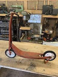 Vintage 1950's Metal Foot Push Scooter With Stand, Break and Rubber Tires | eBay