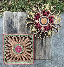 2 Woven Straw Trivets Vintage Colorful Rattan Retro ...