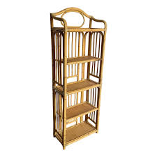 Boho Chic Bamboo Rattan Wicker Etagere | Chairish