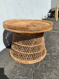 Wicker Table Rattan Stool Bohemian Boho Chic Bentwood ...