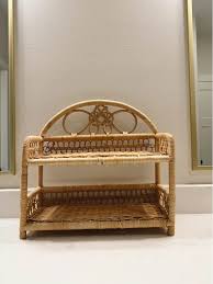 Two tiered wicker shelf