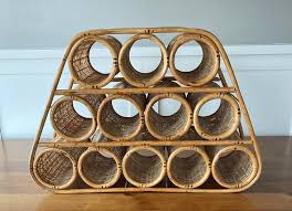 Vintage Wicker Bamboo 12-bottle Wine Rack: Boho Tiki Bar ...