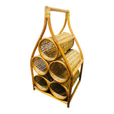 1970s Vintage Boho Coastal Wicker Rattan Sculptural Wine ...