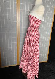 Vintage 1940's Red and White Gingham Strapless Dress, Size ...