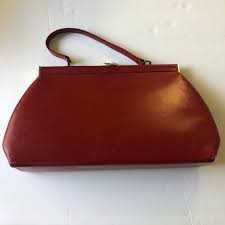 1950s 1960s LEWIS DESIGNS Smooth Red LEATHER Handbag Purse ...