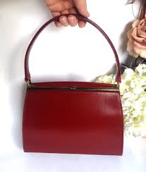 Red Leather Handbag: Vintage 60s MCM Top Handle Purse, Made ...