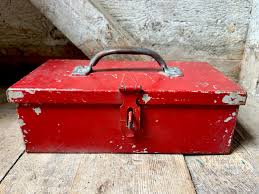 Tool Box Heavy Metal Red Distressed Tool Box Storage Industrial Iron Box - Etsy Israel