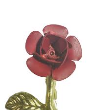 Small Red Rose Flower Brooch Pin Gold Tone Enamel Vintage | eBay