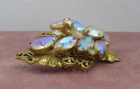 Vintage Prong Set Swag Brooch Marquise AB & Clear ...