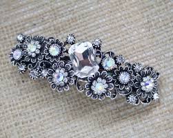 Vintage Flower Crystal Antique Barrette, French Clip ...