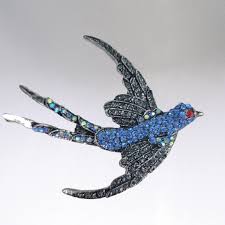 Broche vintage de ave del paraíso, broche de pájaro azul y negro, aurora boreal, broche vintage de diamantes de imitación, regalo para amantes de las aves, regalo brillante para mamá. - Etsy