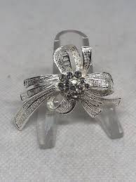 VINTAGE AMAZING CLEAR RHINESTONES BOW BROOCH PIN | eBay