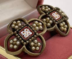 ROXANNE ASSOULIN SIGNED VNT CLIP EARRINGS ITALIAN GLASS ...