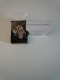 AVON Wild Flower Necklace & Earring Set Goldtone with Colored Rhinestones | eBay