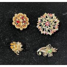 Vintage Mid Century Crafters Lot of 4 Brooches Pins Missing Stones | eBay