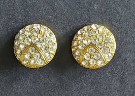 1980s Gold Tone Rhinestone Round Clip-on Earrings - Etsy