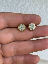 14k Gold Vermeil Real 925 Silver Iced Diamond Cluster Out ...