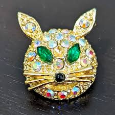 Jewelry | Vintage 197s Rhinestone Cat Pinbrooch Stunning | Poshmark
