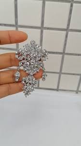 Elegant 2.95 Inch Clear Rhinestone Crystal Flower Brooch Pin ...