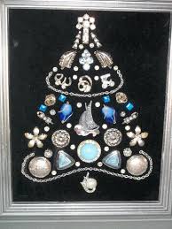 Silver and Blue Vintage Jewelry Christmas Tree Picture - Etsy