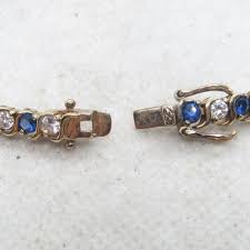 SU Gold Toned Sterling Silver 925 Blue & White CZ Linked Bracelet 7" K5472 | eBay