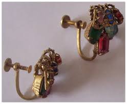 Old Czech Brass Filigree Butterfly Colored Rhinestone Screw on . For Sale at Ruby Lane