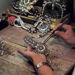 Hare Krishna devotee making clothes for Radha Krishna deities. 1976. – Back to Godhead