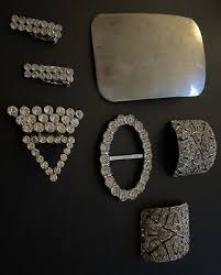 Estate Lot Assorted Belt Buckle Shoe Clips 7Pcs Mens And Women Unisex Rhinestone