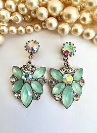 Stunning 80s Vintage Peacock Blue Big Dangle AB Rhinestone Earrings | eBay