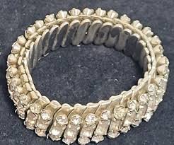 Vintage Clear Rhinestone Silver Tone Expansion Bracelet ...