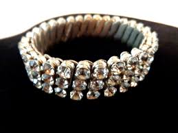 Vintage Three Row Clear Rhinestone Expandable Bracelet Made ...