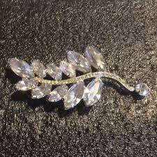 Kramer New York | Jewelry | Vtg Kramer New York Clear Marquis Rhinestone Pave Silver Brooch Pin Signed | Poshmark