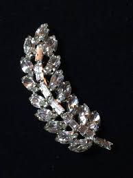 Vintage clear rhinestone fern brooch | eBay