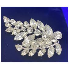 Vintage WEISS Signed Large Double Decker Crystal Rhinestones Brooch. For Sale at Ruby Lane